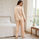 Pijama de Seda Feminino Lumier Champagne longo vista traseira