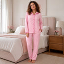Pijama Feminino Americano Xadrez Rosa Aurora em uso vista frontal