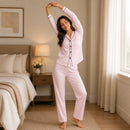 Pijama Serena Rosé longo mostrando conforto e liberdade de movimentos